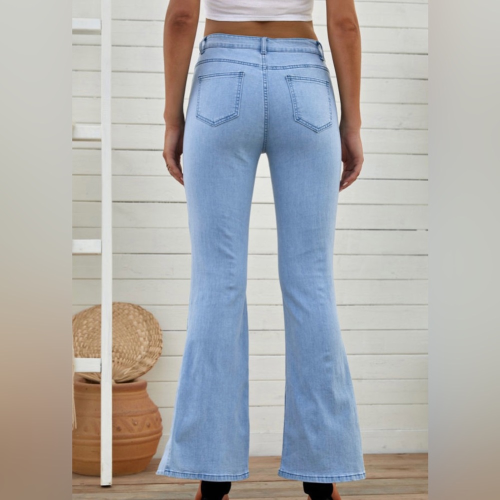 Wide Leg Split Hem Flared Jeans - Picture 5 of 7